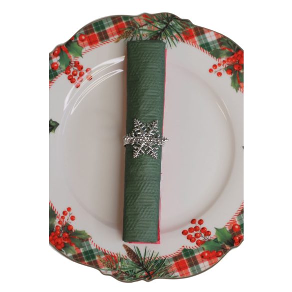 Ezüst karácsonyi szalvétagyűrűk Hópehely 4db