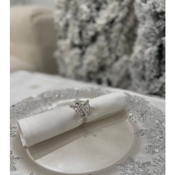 Ezüst karácsonyi szalvétagyűrűk Hópehely 4db
