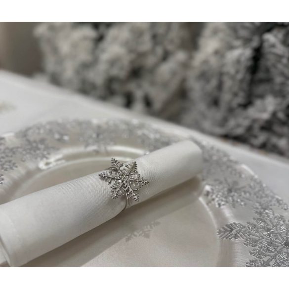 Ezüst karácsonyi szalvétagyűrűk Hópehely 4db