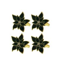 Karácsonyi szalvétagyűrű Zöld mikulásvirág, 4 db