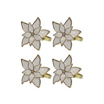 Karácsonyi szalvétagyűrű Fehér mikulásvirág, 4 db