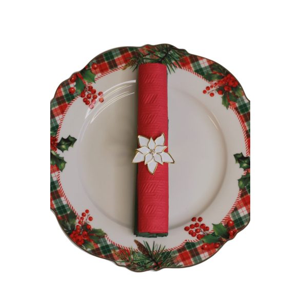 Karácsonyi szalvétagyűrű Fehér mikulásvirág, 4 db