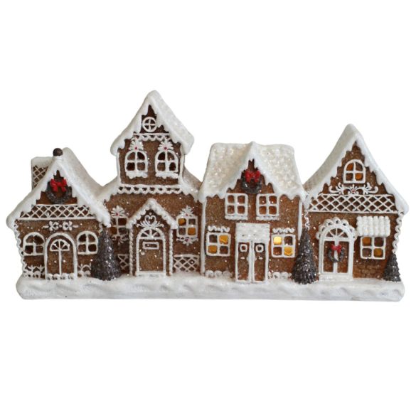 Megvilágított mézeskalács falu 24cm