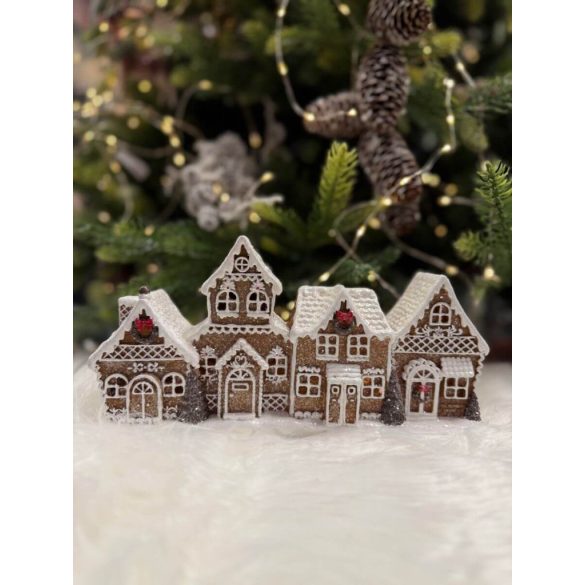 Megvilágított mézeskalács falu 24cm