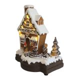 Játszó és mozgó mézeskalács házikó LED-del 23cm