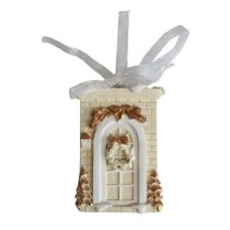 Krém arany karácsonyi dísz 8cm