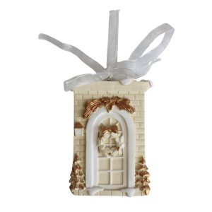 Krém arany karácsonyi dísz 8cm