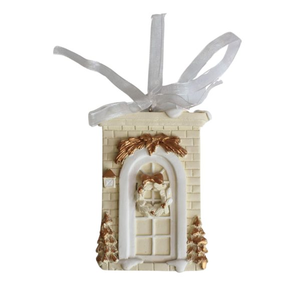 Krém arany karácsonyi dísz 8cm