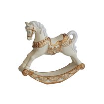 Krém és arany karácsonyi dekoráció hintaló 18cm