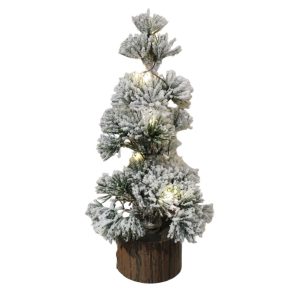 Dekoratív havas fenyő LED-del, 28 cm