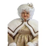 Arany karácsonyi dekoráció, Mikulás asszony 64 cm