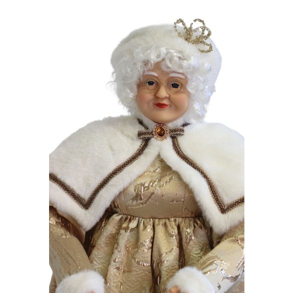 Arany karácsonyi dekoráció, Mikulás asszony 64 cm