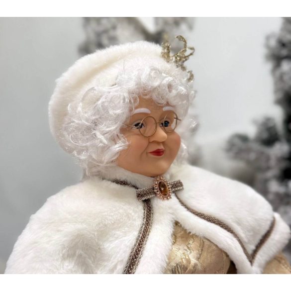Arany karácsonyi dekoráció, Mikulás asszony 64 cm