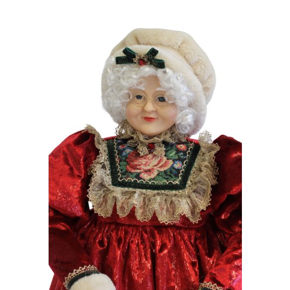 Piros karácsonyi dekoráció, Mikulás asszony 64 cm