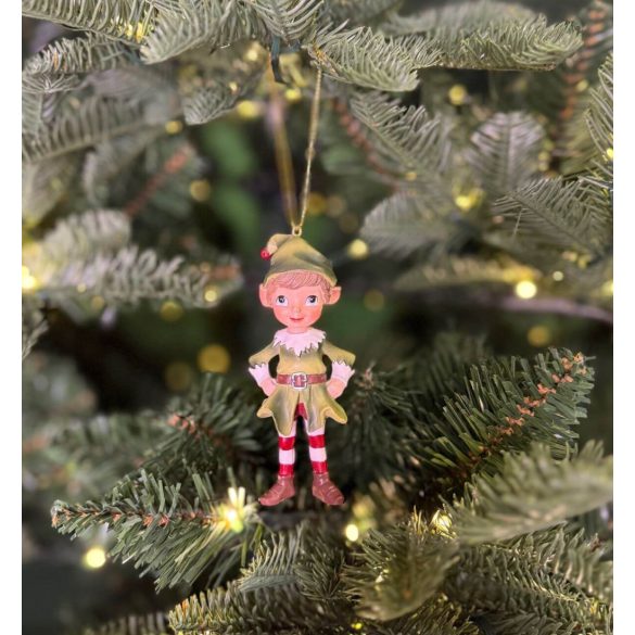 Zöld karácsonyi dísz manó Oliver 9cm