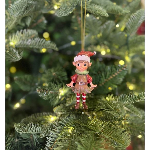 Piros karácsonyi dísz manó Mia 9cm