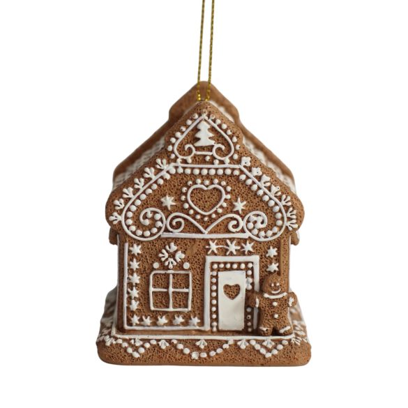 Mézeskalács karácsonyi dísz LED házikó 7cm