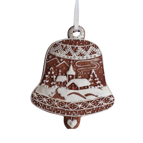 Mézeskalács karácsonyi csengettyű dísz 10cm