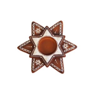 Mézeskalács gyertyatartó teafényes gyertyához 15cm