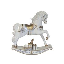 Fehér arany karácsonyi dekoráció hintaló 40cm