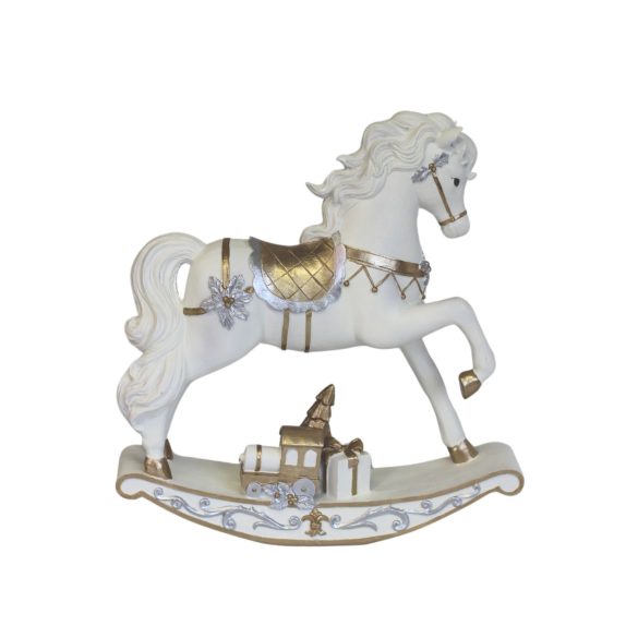 Fehér arany karácsonyi dekoráció hintaló 40cm