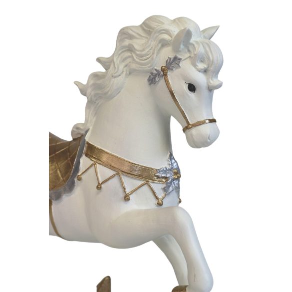 Fehér arany karácsonyi dekoráció hintaló 40cm