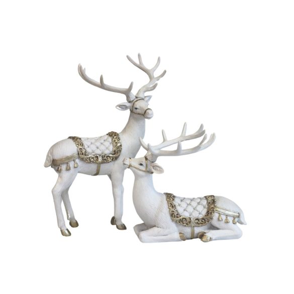 Fehér arany karácsonyi szarvas figura 30cm