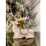 Fehér arany karácsonyi szarvas figura 18cm