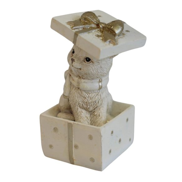 Fehér arany karácsonyi cica 10cm