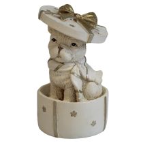 Fehér és arany karácsonyi kutya 10cm