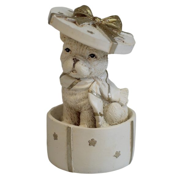 Fehér és arany karácsonyi kutya 10cm