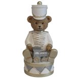 Fehér és arany karácsonyi mackó vonattal 14cm