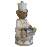 Fehér és arany karácsonyi mackó vonattal 14cm