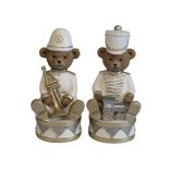 Fehér és arany karácsonyi mackó vonattal 14cm