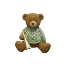 Karácsonyi mackó trombitával 9cm