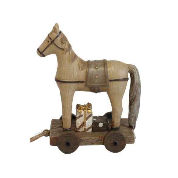 Natur karácsonyi dekoráció Ló 11cm