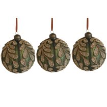 Zöld és arany üveg karácsonyi gömbök 3db 10cm
