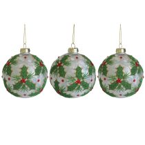 Fehér üveg karácsonyi gömbök Cezmina 3db 10cm