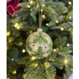 Fehér üveg karácsonyi gömbök Cezmina 3db 10cm