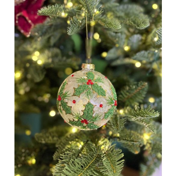 Fehér üveg karácsonyi gömbök Cezmina 3db 10cm