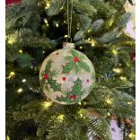 Fehér üveg karácsonyi gömbök Cezmina 3db 10cm