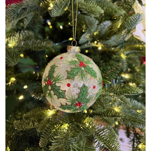 Fehér üveg karácsonyi gömbök Cezmina 3db 10cm