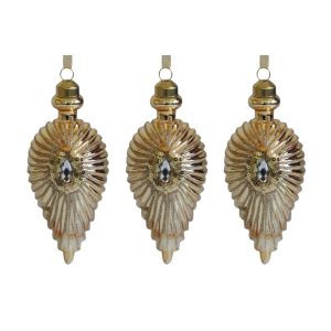 Arany üveg karácsonyi díszek LUX 3db 15cm