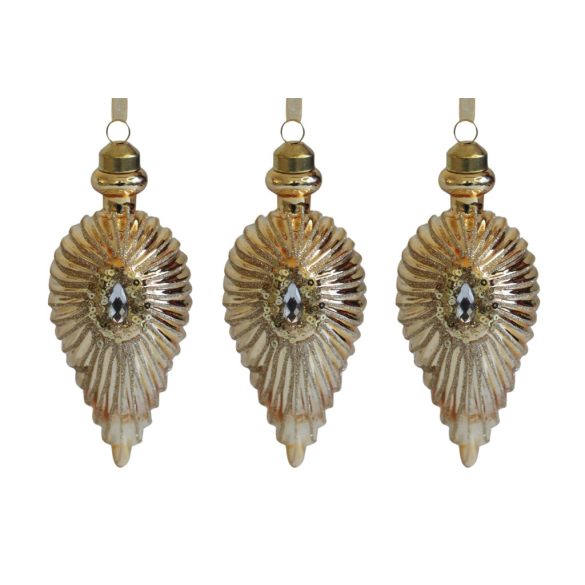 Arany üveg karácsonyi díszek LUX 3db 15cm