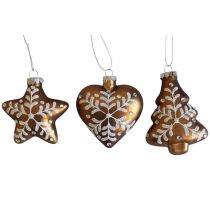 Mézeskalács üveg karácsonyi díszek 3db 8cm