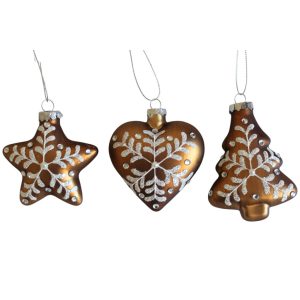 Mézeskalács üveg karácsonyi díszek 3db 8cm