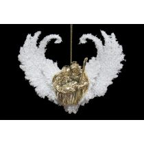 Fehér arany karácsonyi dísz Szent Család 15cm