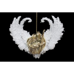 Fehér arany karácsonyi dísz Szent Család 15cm