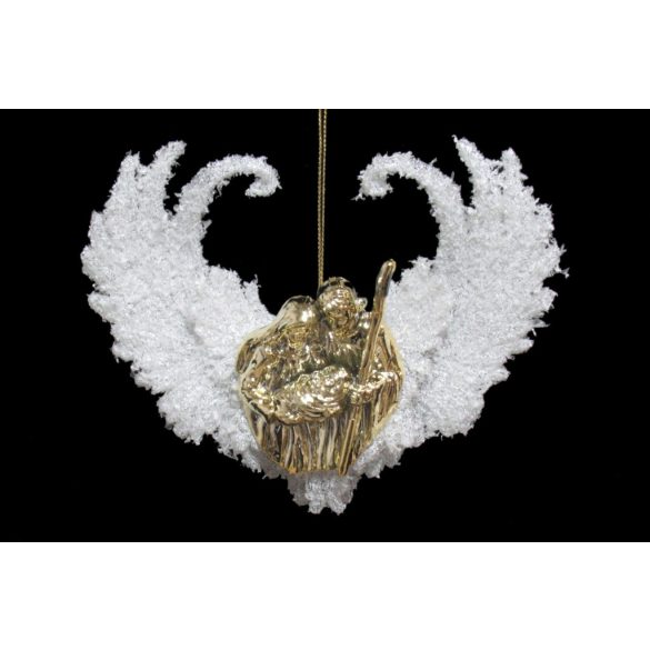 Fehér arany karácsonyi dísz Szent Család 15cm