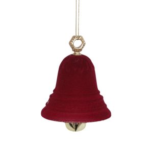 Piros bársony karácsonyi harang 8cm